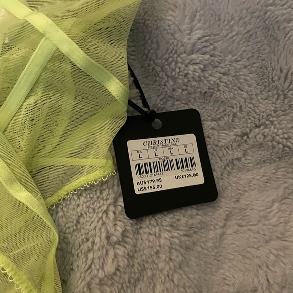 Honey Birdette Christine Neon Yellow Bodysuit size large - Picture 2 of 3